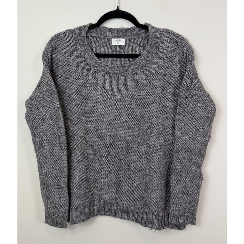 J.Crew Wallace Gray Wool Blend Sweater Women’s XS Chunky Knit Pullover Crew Neck
